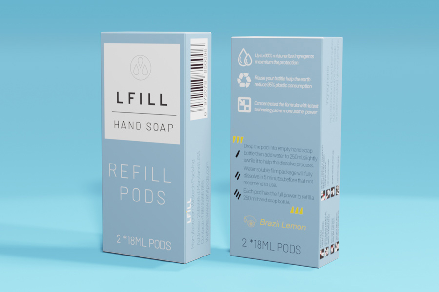 Hand Soap Refill pods paper box package